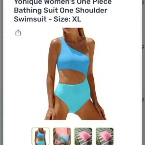 Younique One Shoulder Cutout Swimsuit - Light Blue